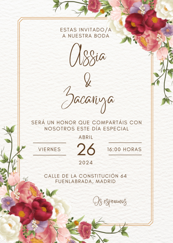 invitacion boda assia y zakarya events palace